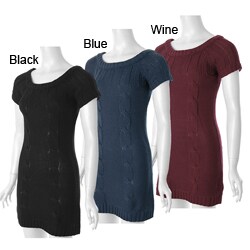 Love by Design Junior's Short-sleeve Cable Knit Dress.