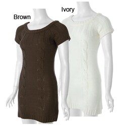Love by Design Junior's Short-sleeve Cable Knit Dress