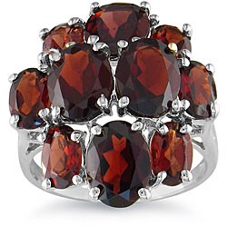 10k White Gold 10-stone Cluster Garnet Ring
