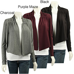 Kersh Women's Shirred Neck Open Cardigan
