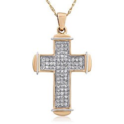 10k White Gold 1/4ct TDW Diamond Cross Necklace (H-I, I2-I3)