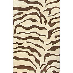 Decorative Zebra Print Wool Rug (7'6 x 9'6)