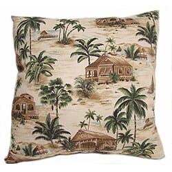 Sunset Bay Waterfront Print Outdoor Pillow