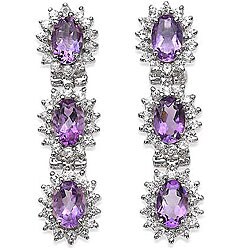 Sterling Silver Amethyst and White Topaz Earrings