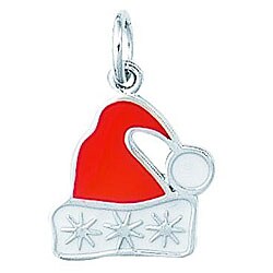 Sterling Silver Enamel Santa Hat Charm photo