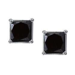 14k Gold 1ct TDW Princess Black Diamond Earrings