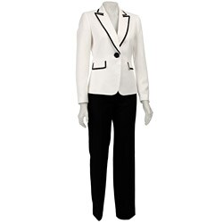 FINAL SALE Tahari ASL Women's 2-piece Ivory/ Black Pant Suit