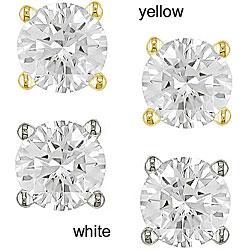 14k Gold 1/3ct TDW Round Premier Diamond Earrings (G-H, SI1-SI2)