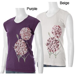 Lucky Brand Junior's Floral Print Cap-sleeve Tee