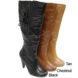 Bamboo by Journee Women's High-heel Tall Crinkle Boots