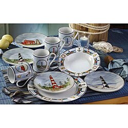 American Atelier 'Anchor's Away' 16-piece Dinner Set
