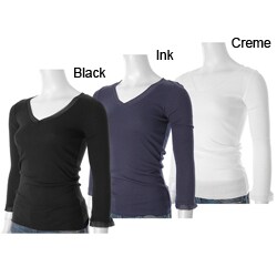 linQ Silk Trim Long-sleeve Fashion Top