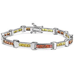 Sterling Silver Orange and Yellow Sapphire Bracelet