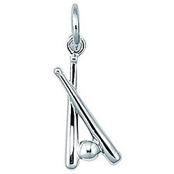 Sterling Silver Two Baseball Bats and Ball Charm