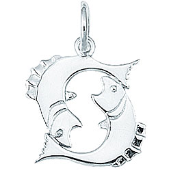 Sterling Silver Pisces Fish Symbol Charm