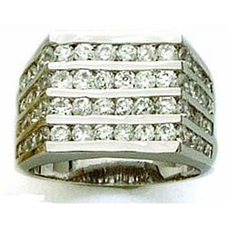 14k White Gold Overlay Men's CZ Channel Ring