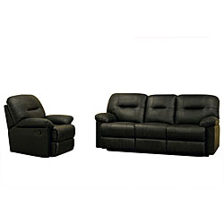 Russell Black Leather Reclining Theater Sofa/ Chair