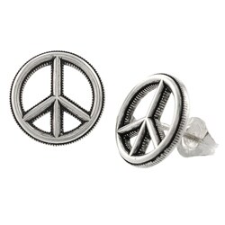 Sterling Silver Peace Sign Earrings