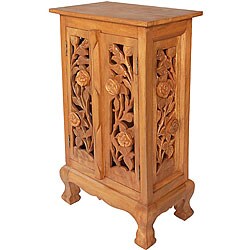 Hand-carved Vintage Roses 32-inch Storage Cabinet