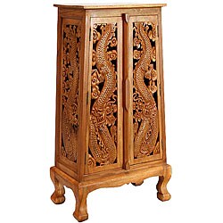 Hand-carved Thai Dragon 50-inch Storage Cabinet