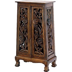 Hand-carved Vintage Roses 40-inch Storage Cabinet