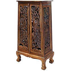 Hand-carved Bird Motif 50-inch Storage Cabinet