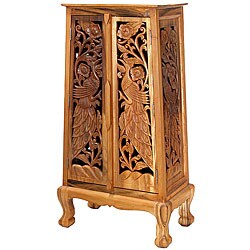 Hand-carved Bird Motif 50-inch Storage Cabinet