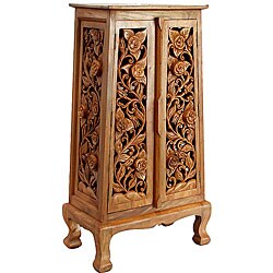 Hand-carved Vintage Roses 50-inch Storage Cabinet