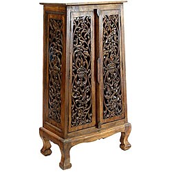 Hand-carved Flowers and Vines Storage Cabinet