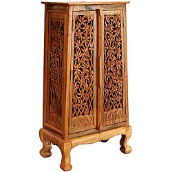 Hand-carved Bamboo Trees 50-inch Storage Cabinet