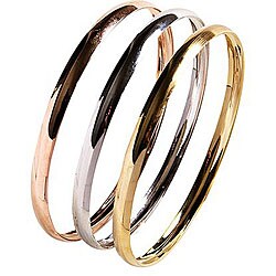Polished Tri-color 'Fin de Semana' Bangle Bracelets (Set of 3)