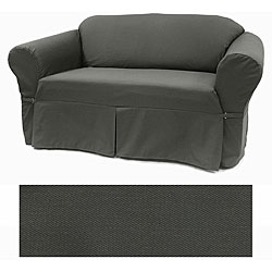 Twill Slate Loveseat Slipcover