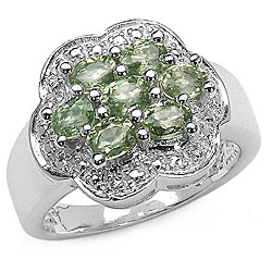Sterling Silver Green Sapphire Flower Ring