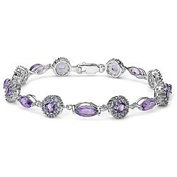 Sterling Silver Amethyst and Tanzanite Bracelet