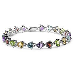 Sterling Silver Trillion-cut Gemstone Bracelet