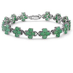 Sterling Silver Emerald Ovals Bracelet