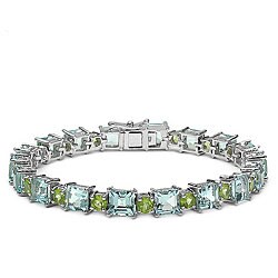 Sterling Silver Blue Topaz Peridot Bracelet