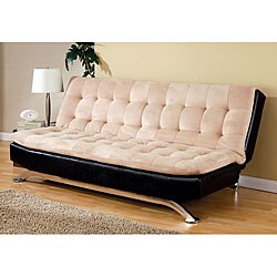 Velvet and Bycast Leather Futon Sofa Bed