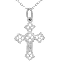 Sterling Silver Antique-like Cross Necklace