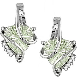 14k White Gold Green Amethyst Earrings