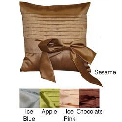 Pleated Faux Silk Bow Pillow