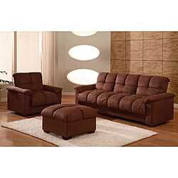 Multifunctional Microsuede Sofa Bed and Ottoman Set