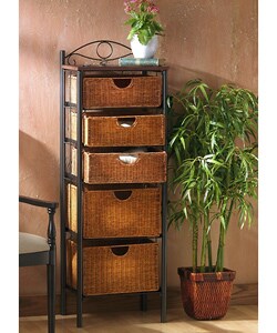 Wicker 5-drawer Storage Unit