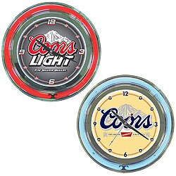 Licensed 14-inch Neon Double Ring Beer Clock