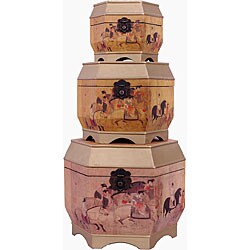 Set of 3 Golden Victory Storage Boxes China