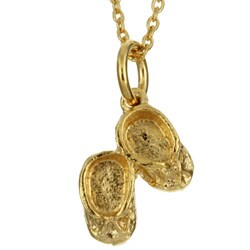 14k Gold over Silver Baby Booties Necklace