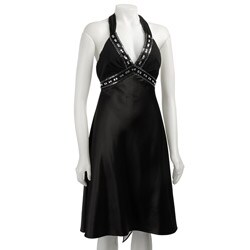 OC by Oleg Cassini Women's Jeweled Halter Dress