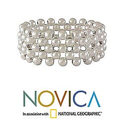 Silver 'Woven Beads' Bracelet (Mexico)