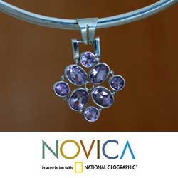 Sterling Silver 'Lily Star' Amethyst Choker (Indonesia)