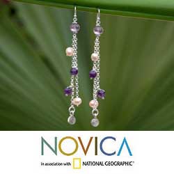 'Mesmerize' Pearl and Amethyst Earrings (Thailand)